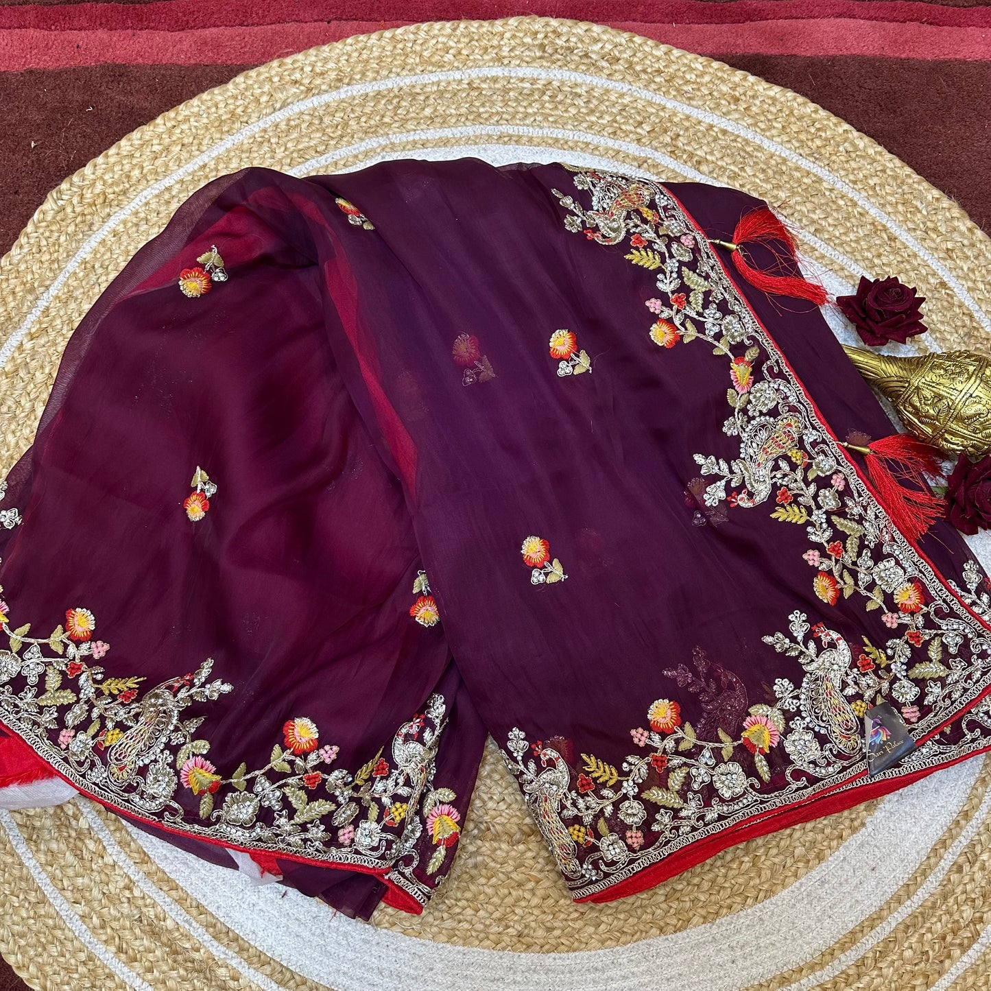 Sari Indian Fancy Party wear wine Saree SAR12