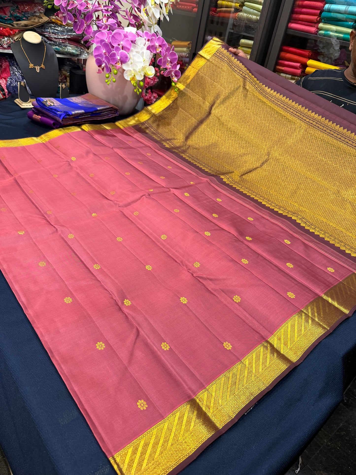 2g Gold Kanchipuram Pure Silk Saree Pink Kanjivaram Sari SPK209