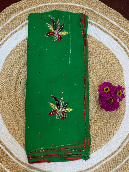 Chiffon Casual soft Sari Indian Fancy Saree Maroon S16