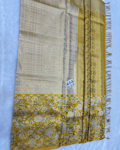 Bridal Golden Kanchipuram Pure Silk Saree Kanjivaram Sari SPK472