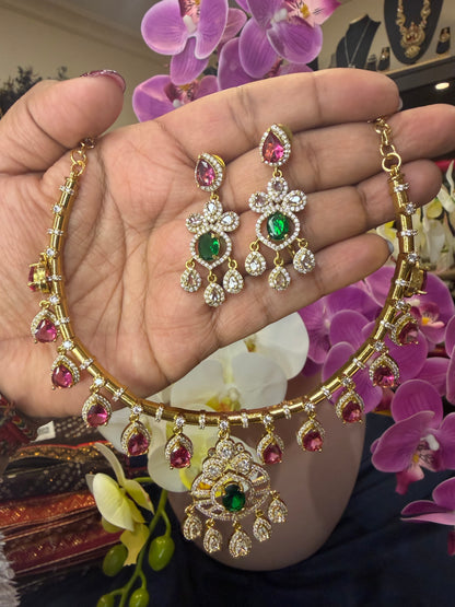 Premium Quality Indian Brass Necklace & Earrings Jewellery Set N99