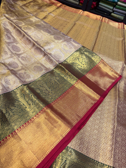 Bridal Tissue Kanchipuram Pure Silk Saree Kanjivaram Sari SPK469