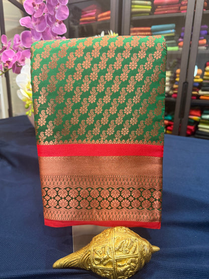 Sari Indian Bollywood Art Silk Emerald Green Diwali Saree Z13 Col 5