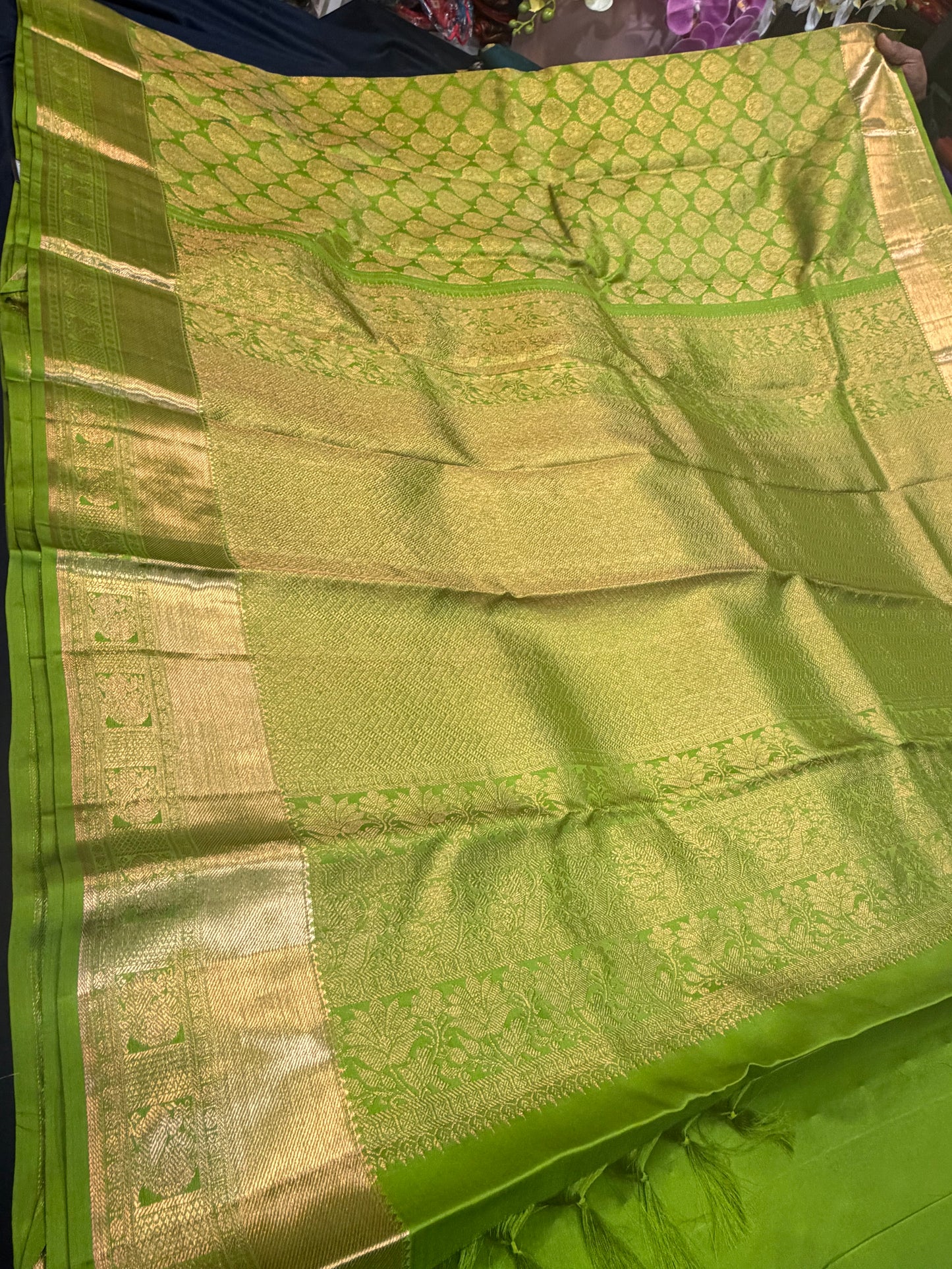 Kanchipuram Pure Silk handloom Saree Indian Kanjivaram Green Sari SPK428
