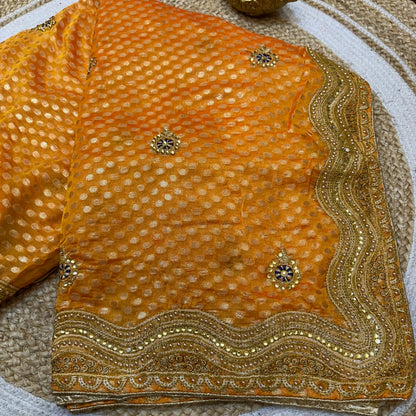 Sari Indian Bollywood Designer Fancy Party wear Saree Mango Yellow Z5