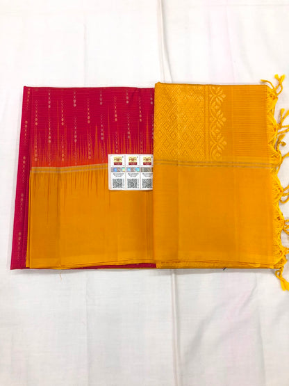 Kanchipuram Pattu Soft Silk Indian Saree Pure Silk Sari Yellow| SS30