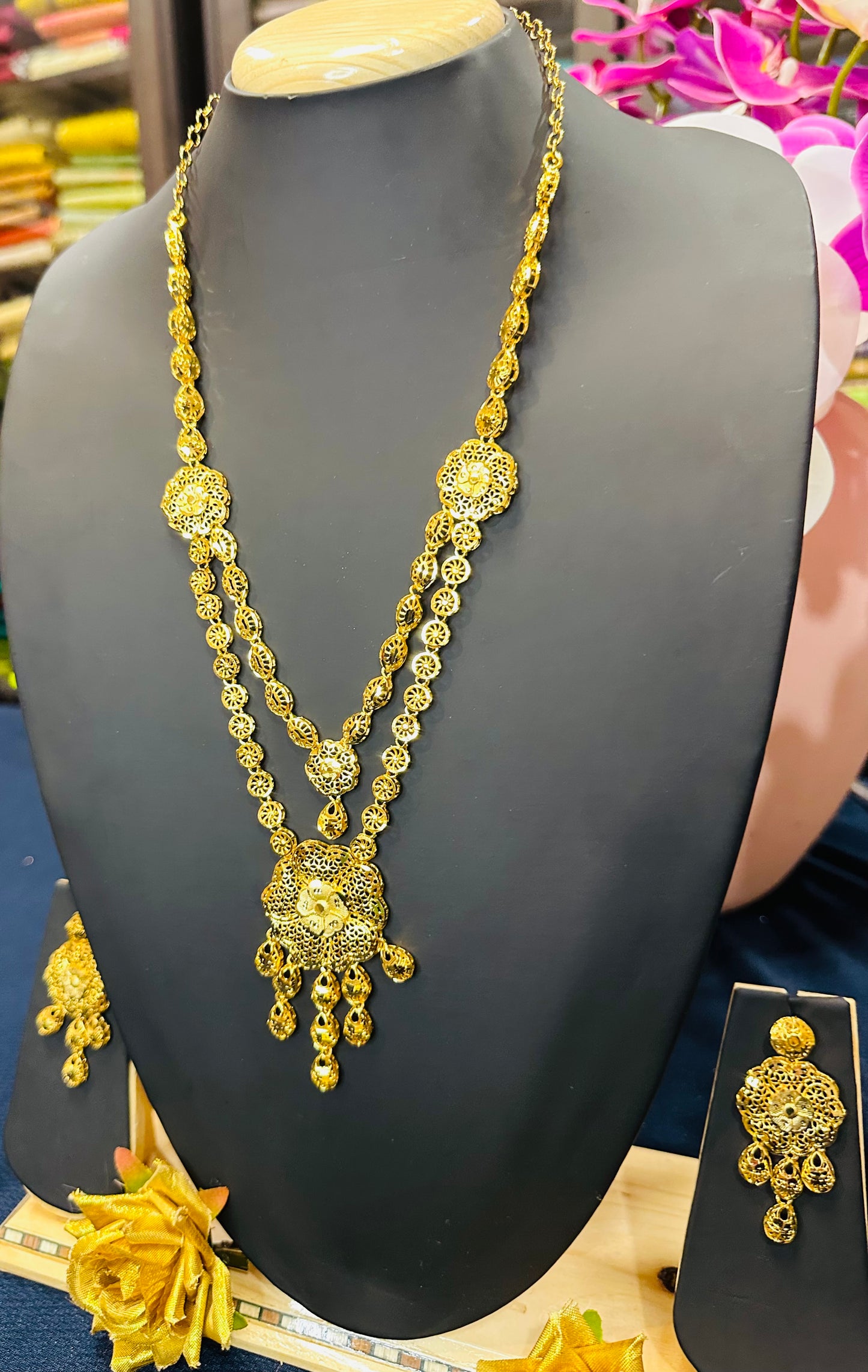 Forming Gold Indian Necklace Haram Jewellery N52