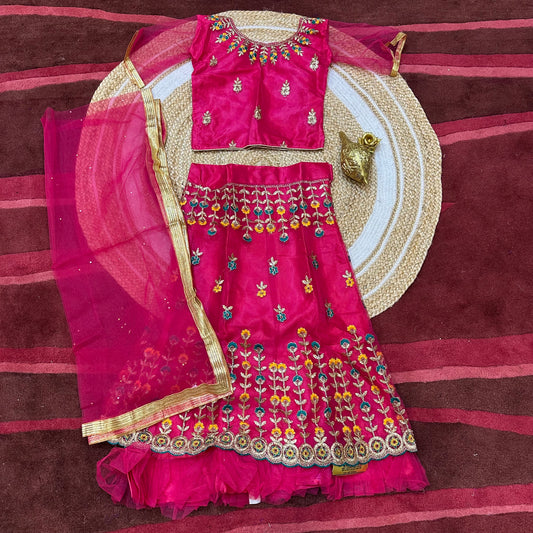 32” Size Age 7 to 9 Pink Indian Lehenga Pavadai Sattai Skirt Top G80 Col 3