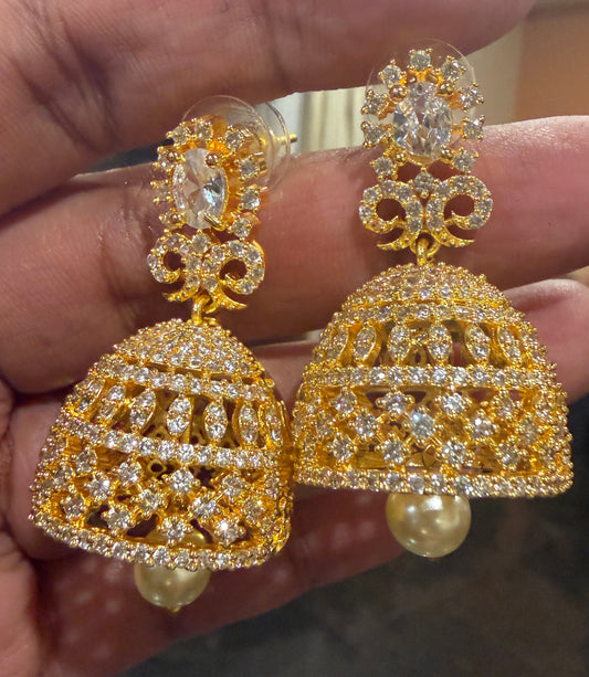 Jumka Gimikki AD Indian Earrings Stylish Indian Jewellery E19