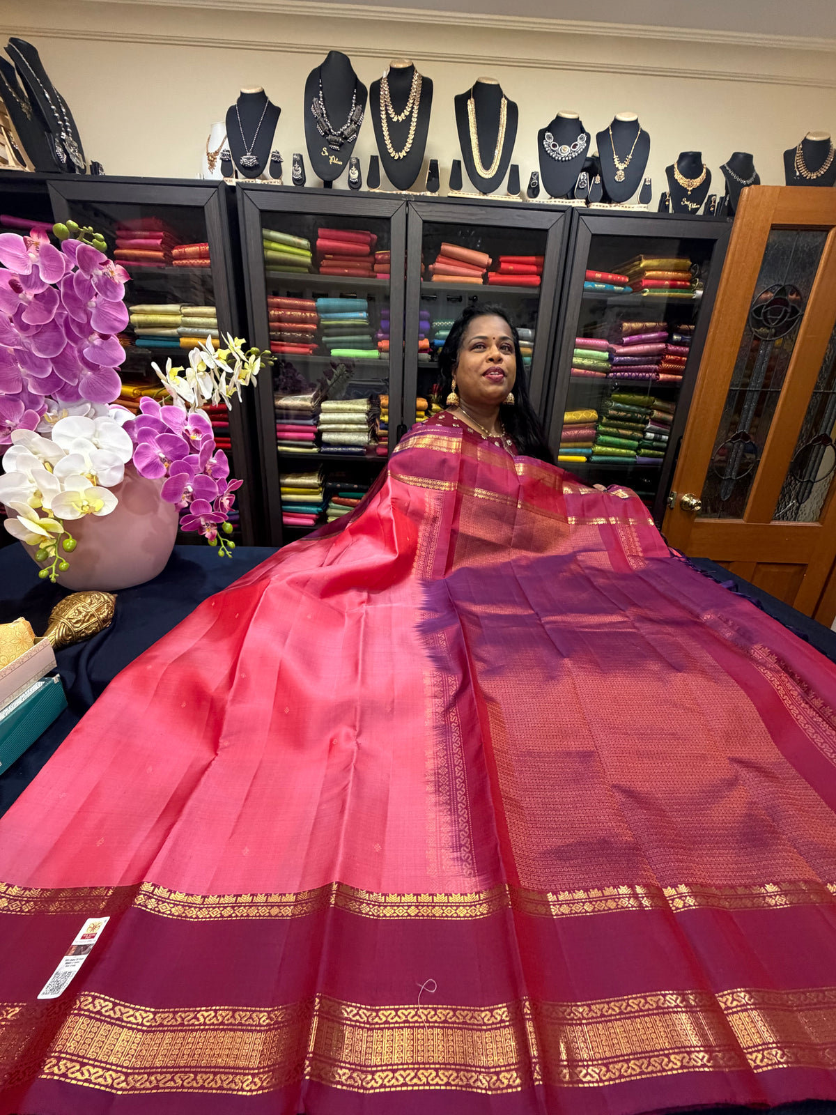 Vintage Kanchipuram Pure Silk Saree Bridal Indian Kanjivaram Sari SPK346