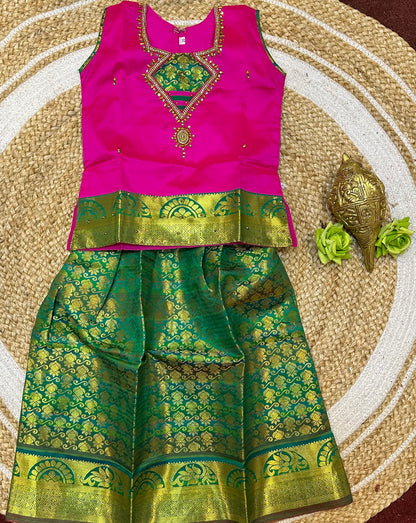 20”Size 2 Indian Lehenga Pattu Pavadai Sattai Skirt Top G17
