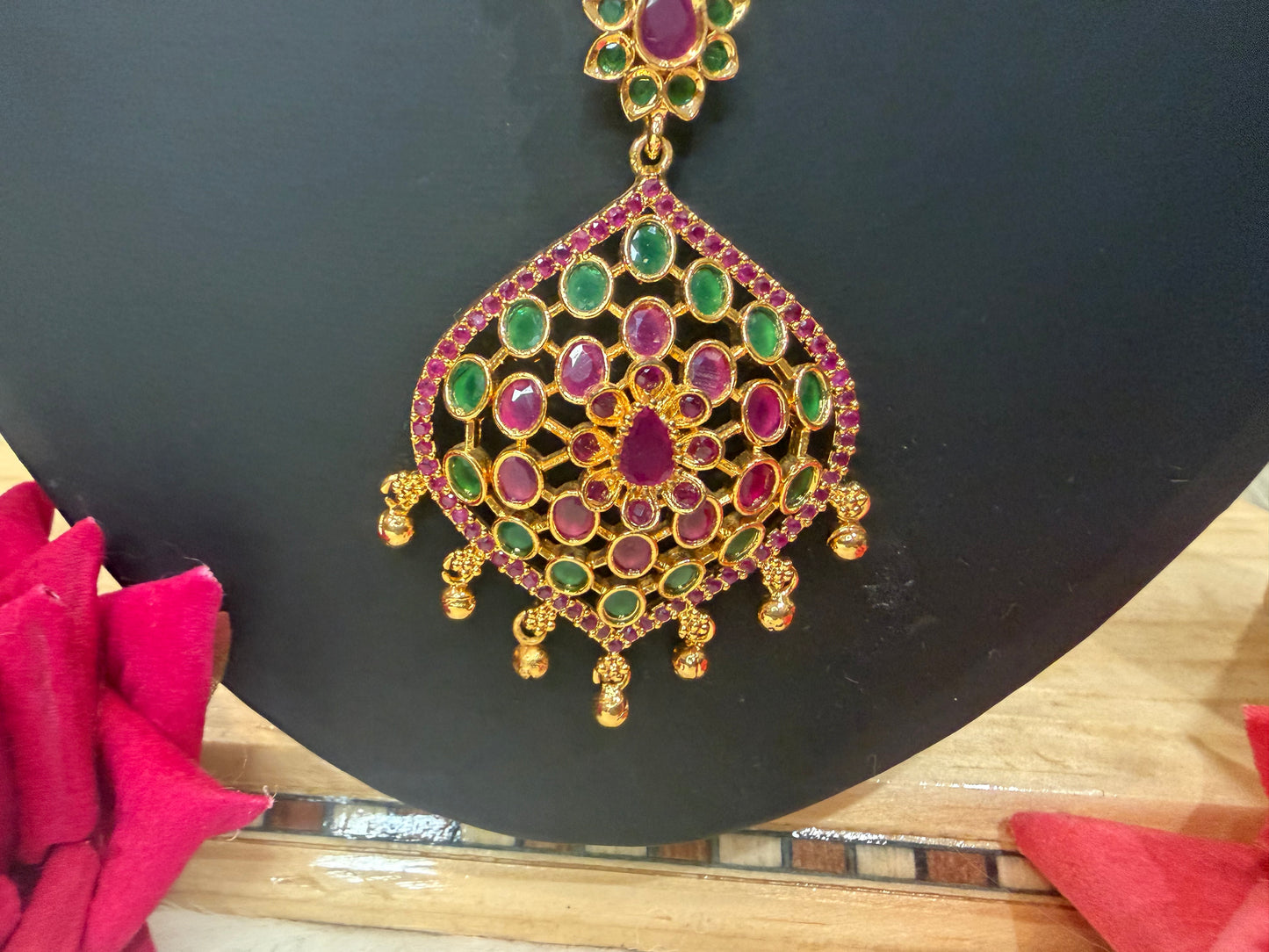 1 gram Gold Chain and Earrings Indian Jewellery N2