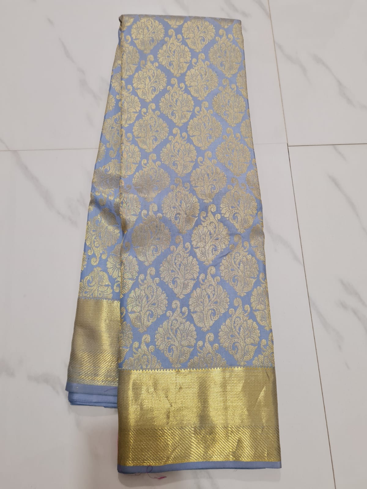 Bridal Kanchipuram Pure Silk Saree Grey & Pink Kanjivaram Sari| SPK132