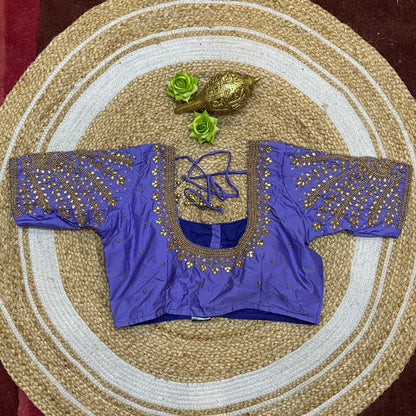 38” M Size 8 Aari Worked Sari Blouse Indian Saree Lavender B314