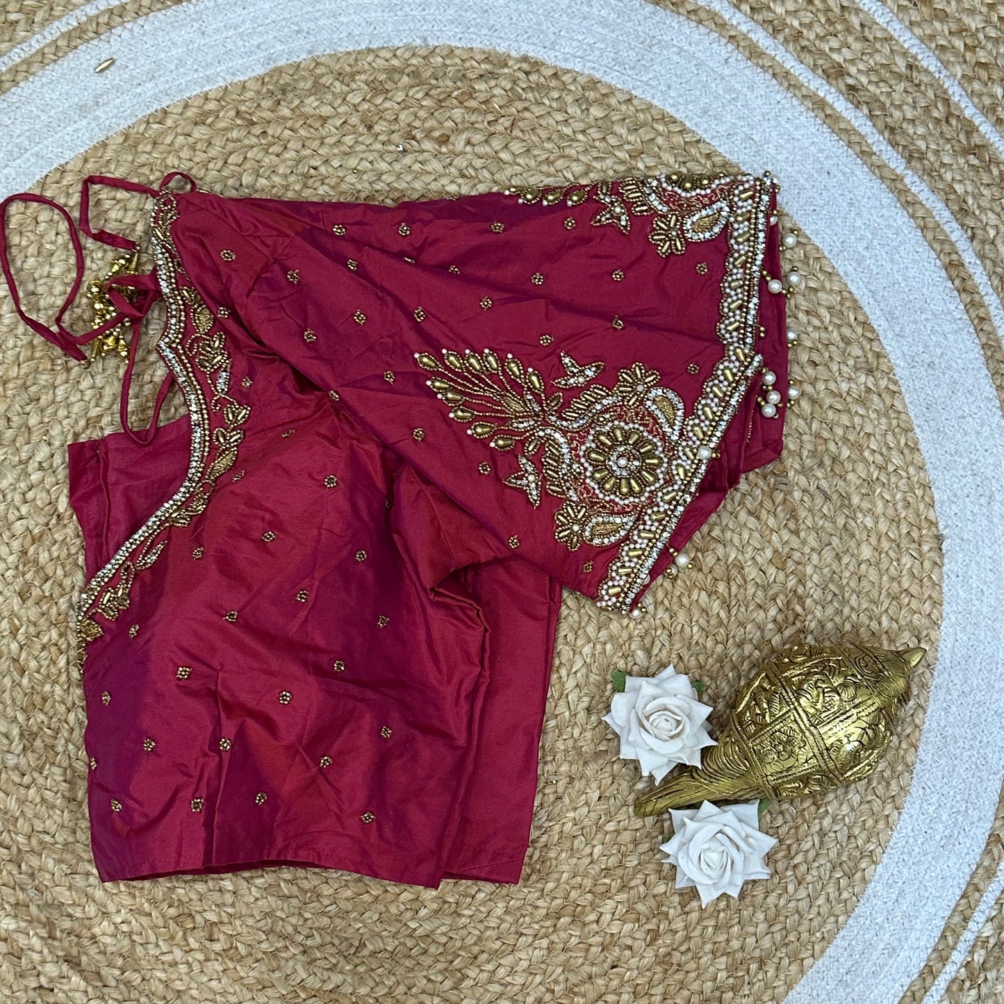 42” XL Size 12 size Aari Worked Sari Blouse Indian Saree Top Rani Pink B230