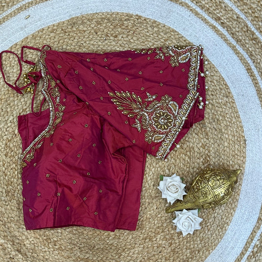 42” XL Size 12 size Aari Worked Sari Blouse Indian Saree Top Rani Pink B230