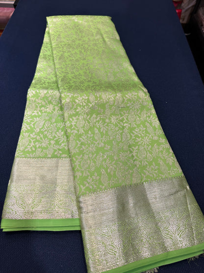 Kanchipuram Pure Silk Saree Light Green Kanjivaram Sari| SPK092