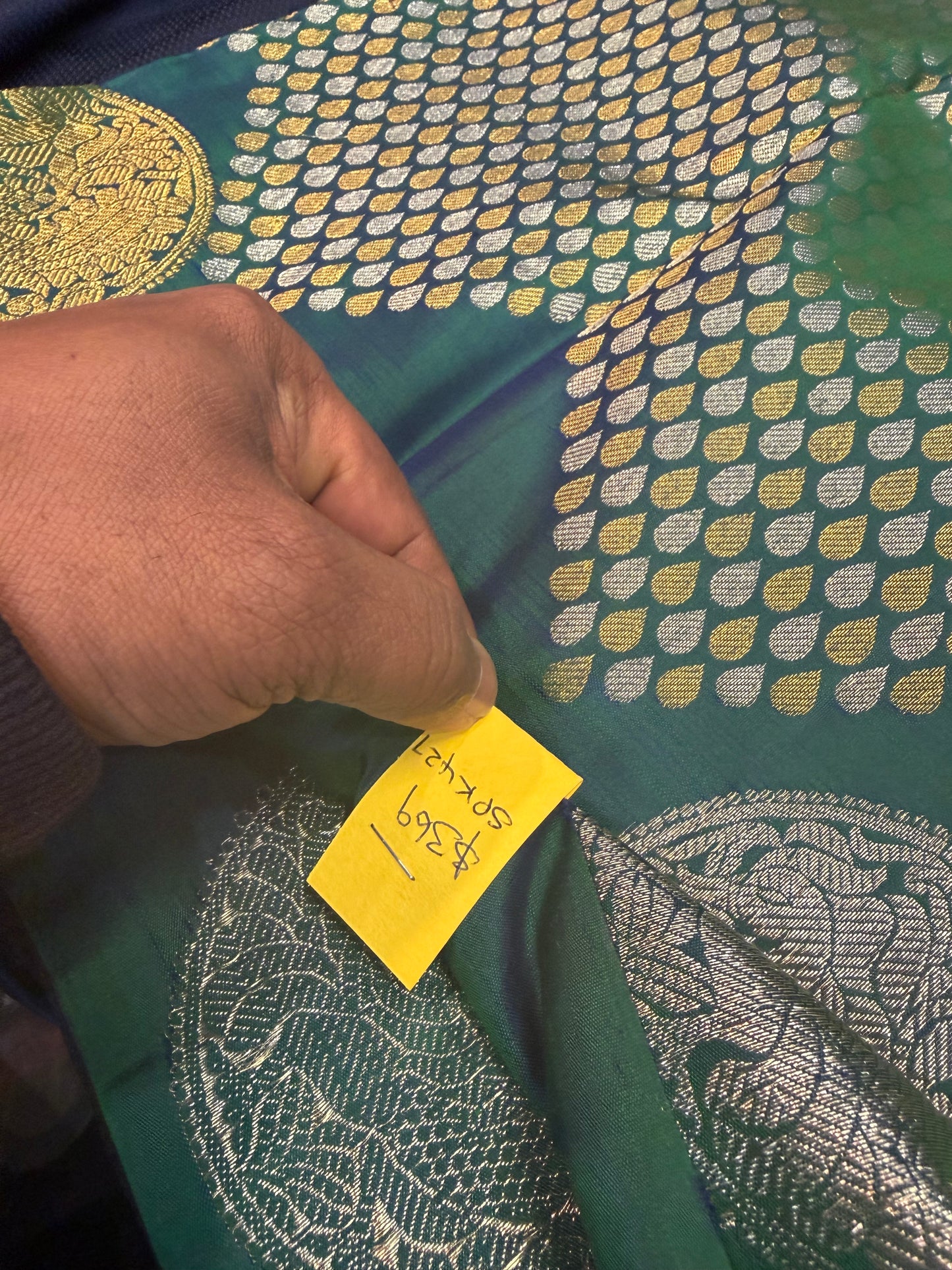 Kanchipuram Pure Silk handloom Saree Indian Kanjivaram Green Sari SPK427