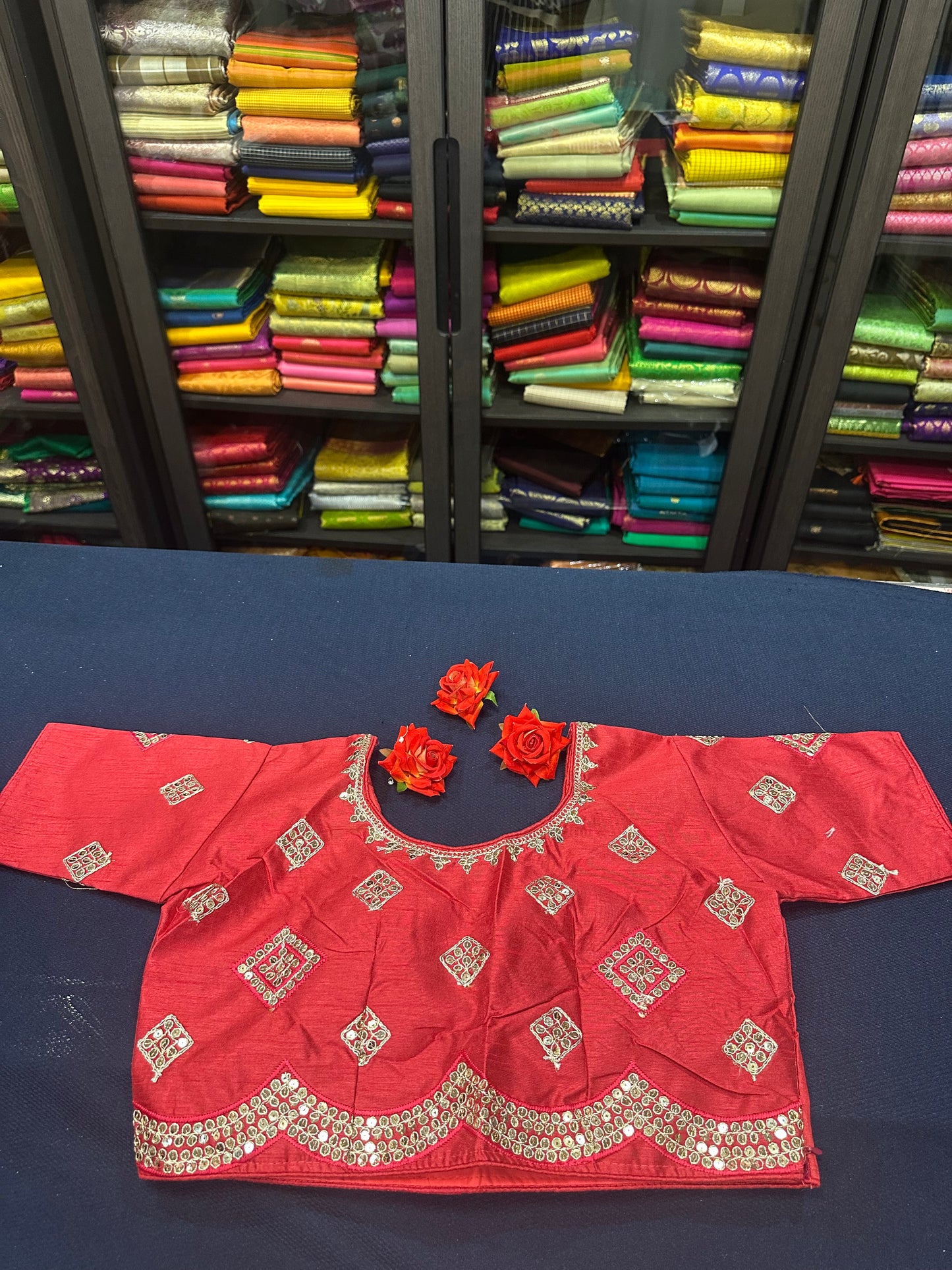 Watermelon Pink Fancy Party wear Sari Indian Saree Blouse Combo S86