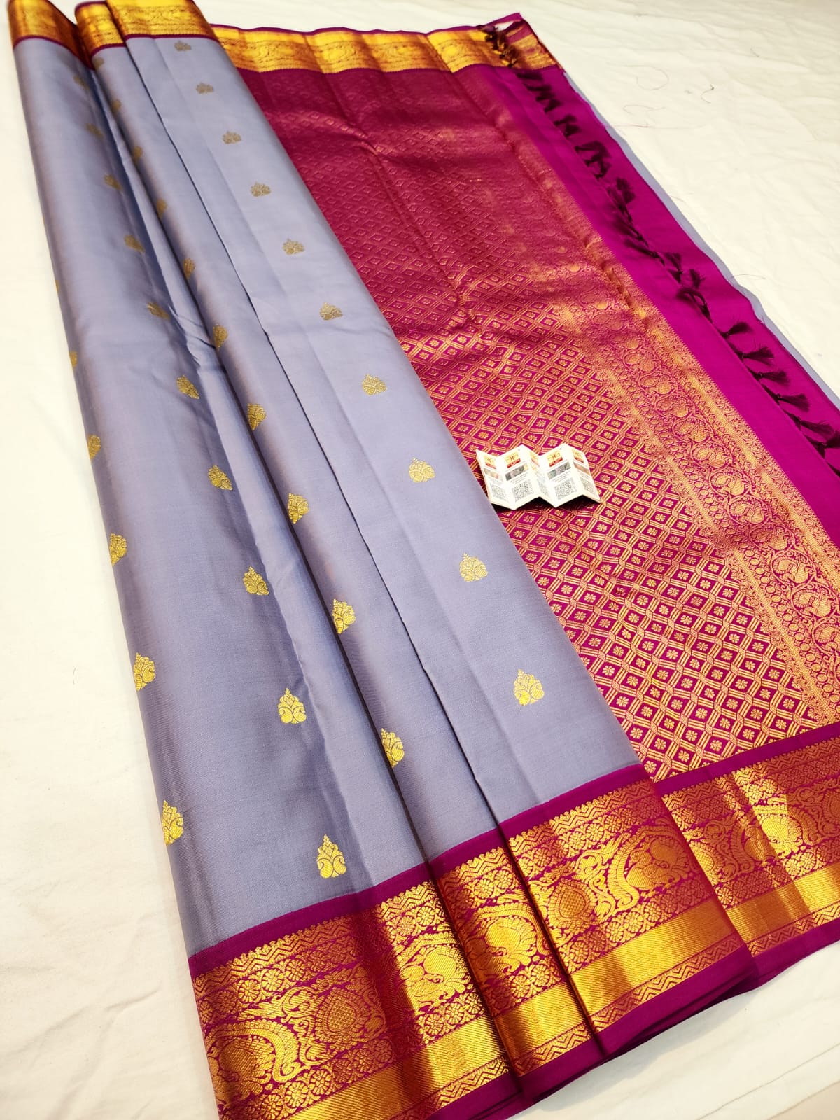 1g Gold Korvai Kanchipuram Pure Silk Saree Handloom Kanjivaram Sari| SPK157
