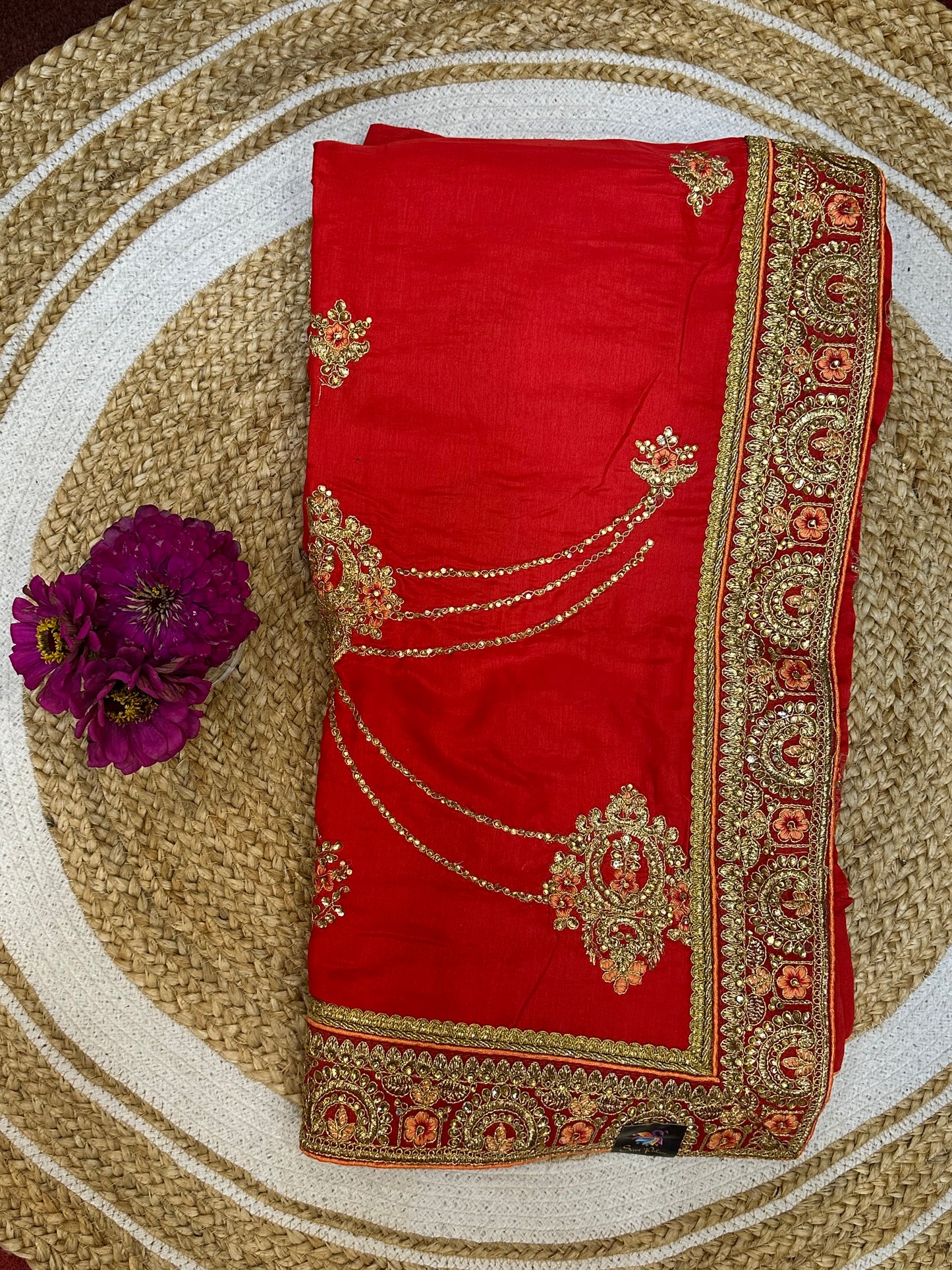 Red Fancy Party Sari Indian Saree S37