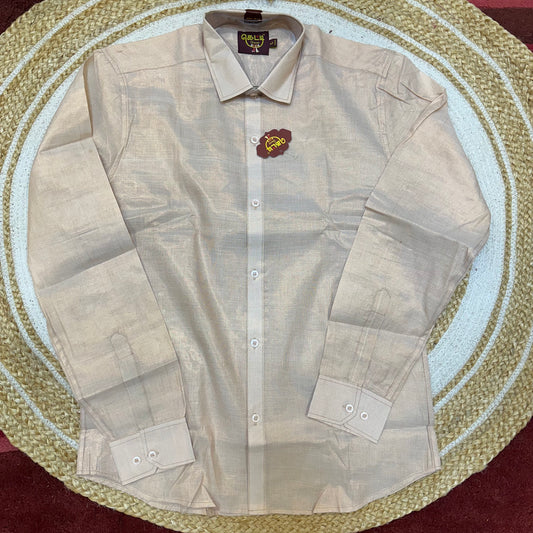 Men’s South Indian Vesti Shirt Combo Rose gold Copper Tissue Dhotti V12