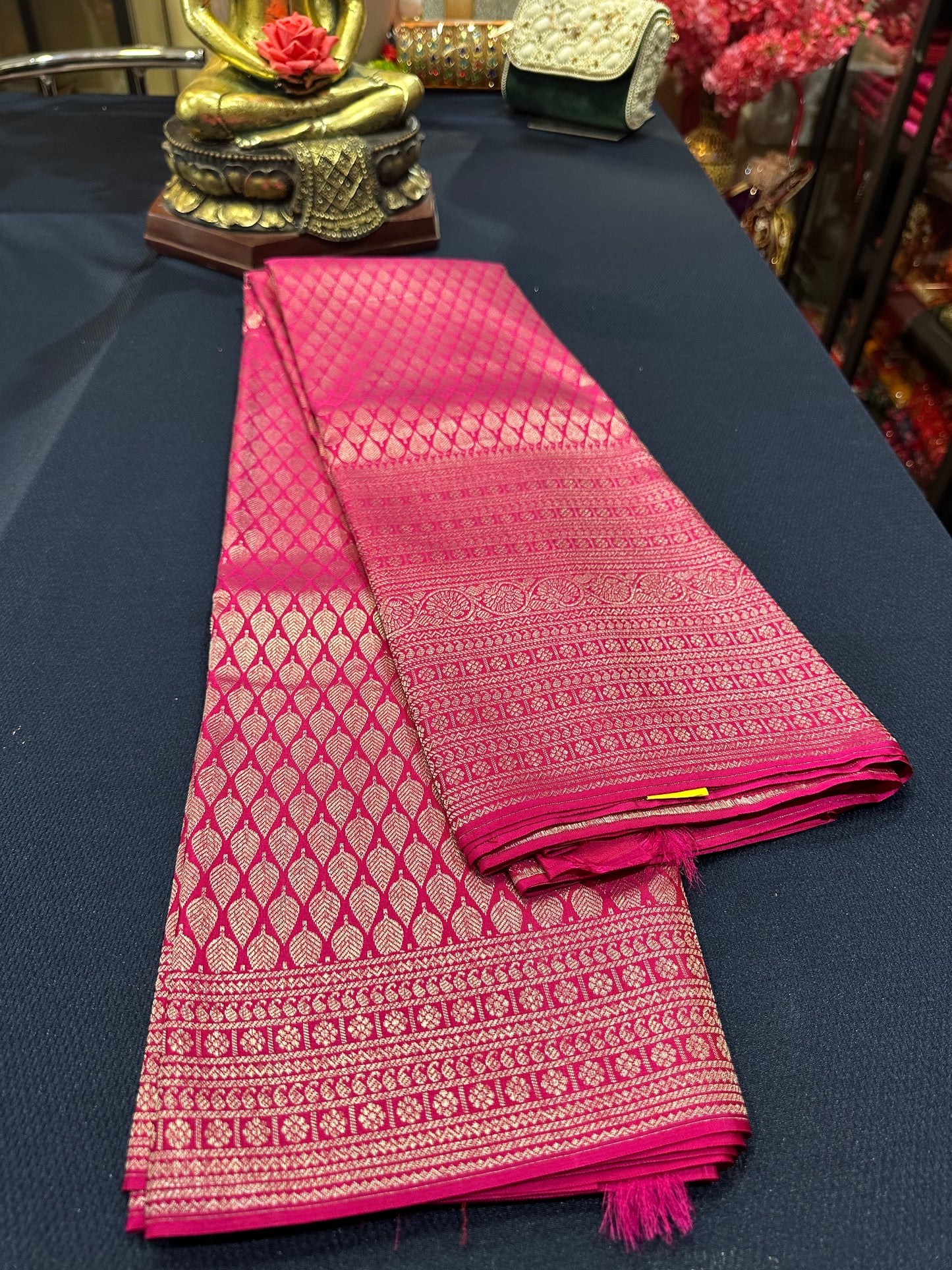 Kerala style Kanchipuram Pure Silk Pink Saree Matt Zari Kanjivaram Sari| SPK126