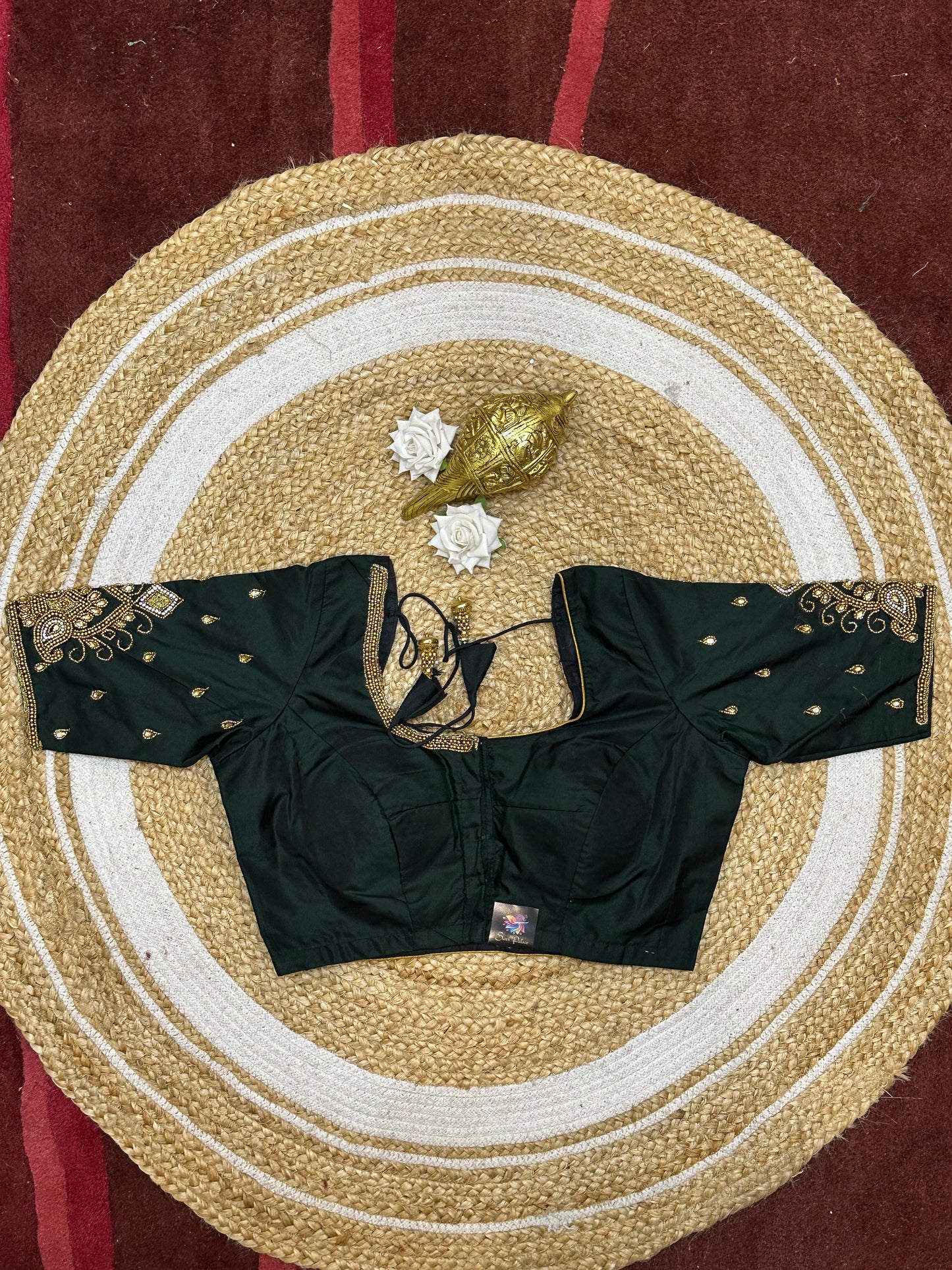 36” Small size Aari Worked Sari Blouse Indian Saree Black B218