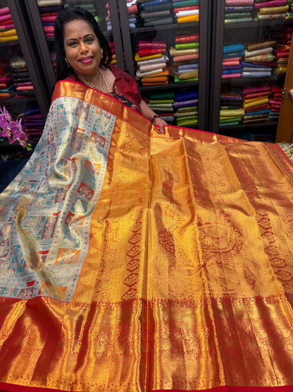 Bridal Tissue Kanchipuram Pure Silk Saree Kanjivaram Sari SPK467