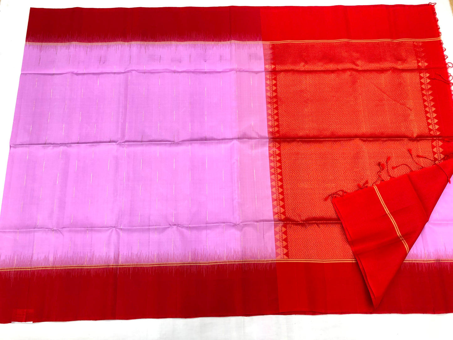 Pattu Soft Silk Indian Saree Pure Silk Sari Lavender Red SS49