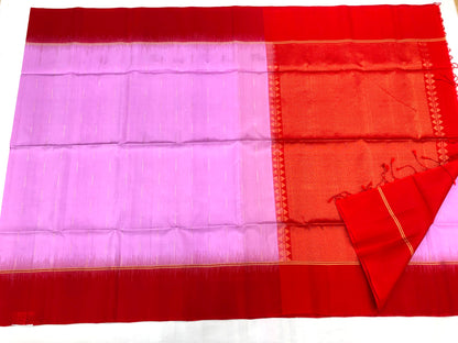 Pattu Soft Silk Indian Saree Pure Silk Sari Lavender Red SS49