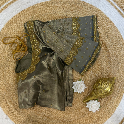 L42” XL Size 12 size Aari Worked Sari Blouse Indian Saree Top Antique Black B239