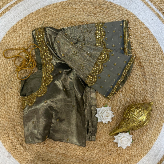 L42” XL Size 12 size Aari Worked Sari Blouse Indian Saree Top Antique Black B239