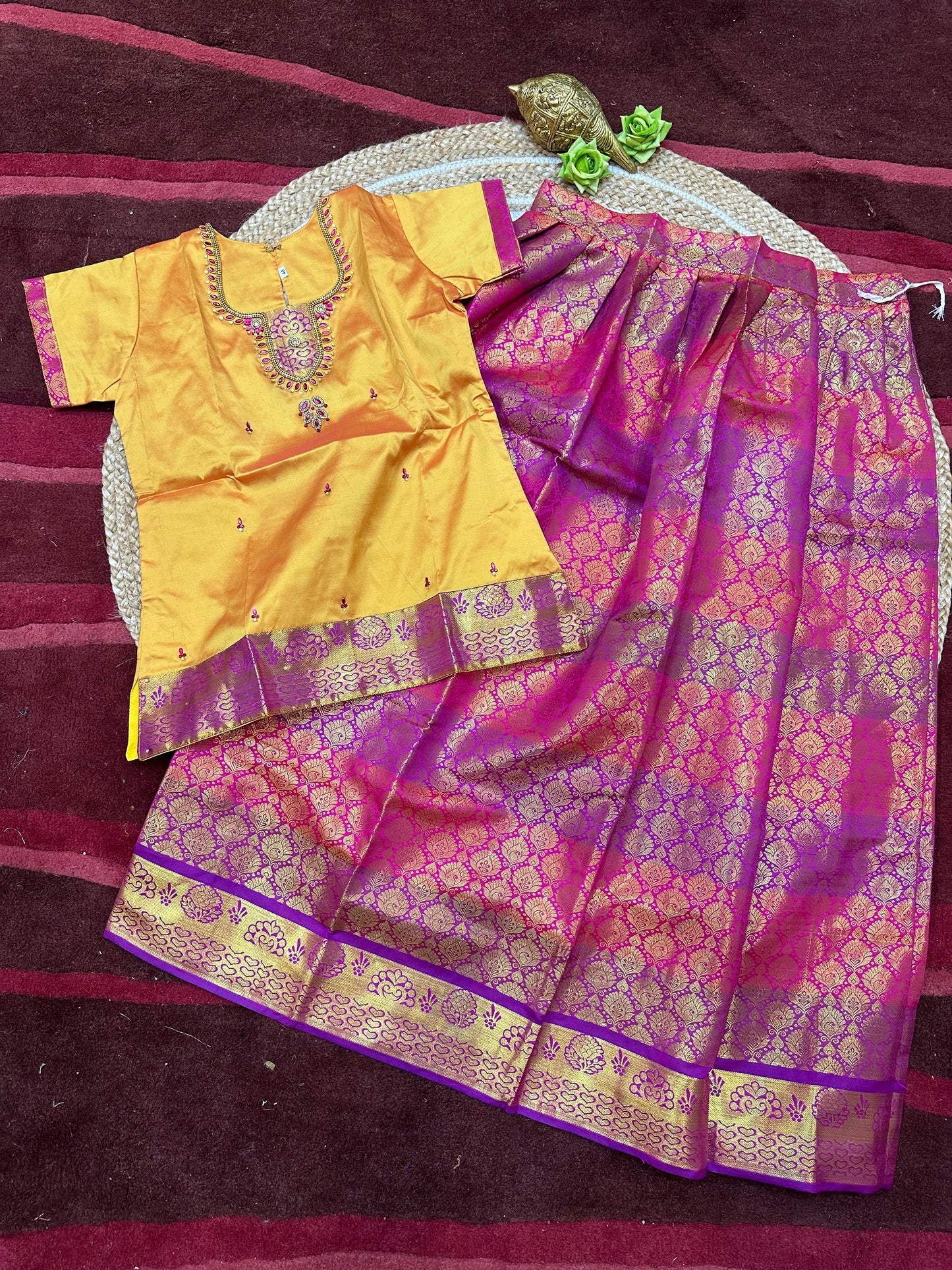 40”kids wear Lehenga Pattu Pavadai Sattai Skirt Top G46