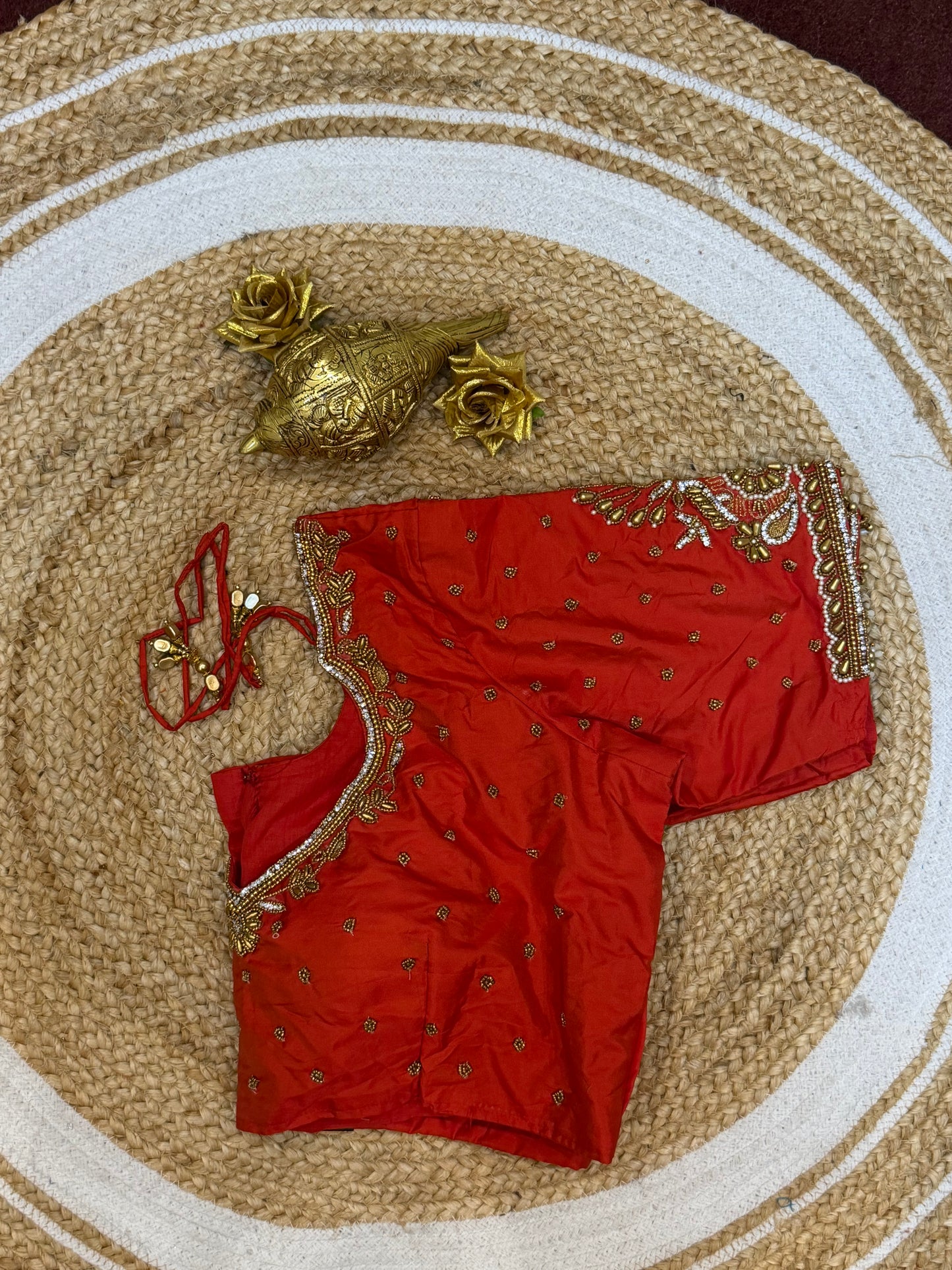 42” XL Size 12 size Aari Worked Sari Blouse Indian Saree Top Red B156