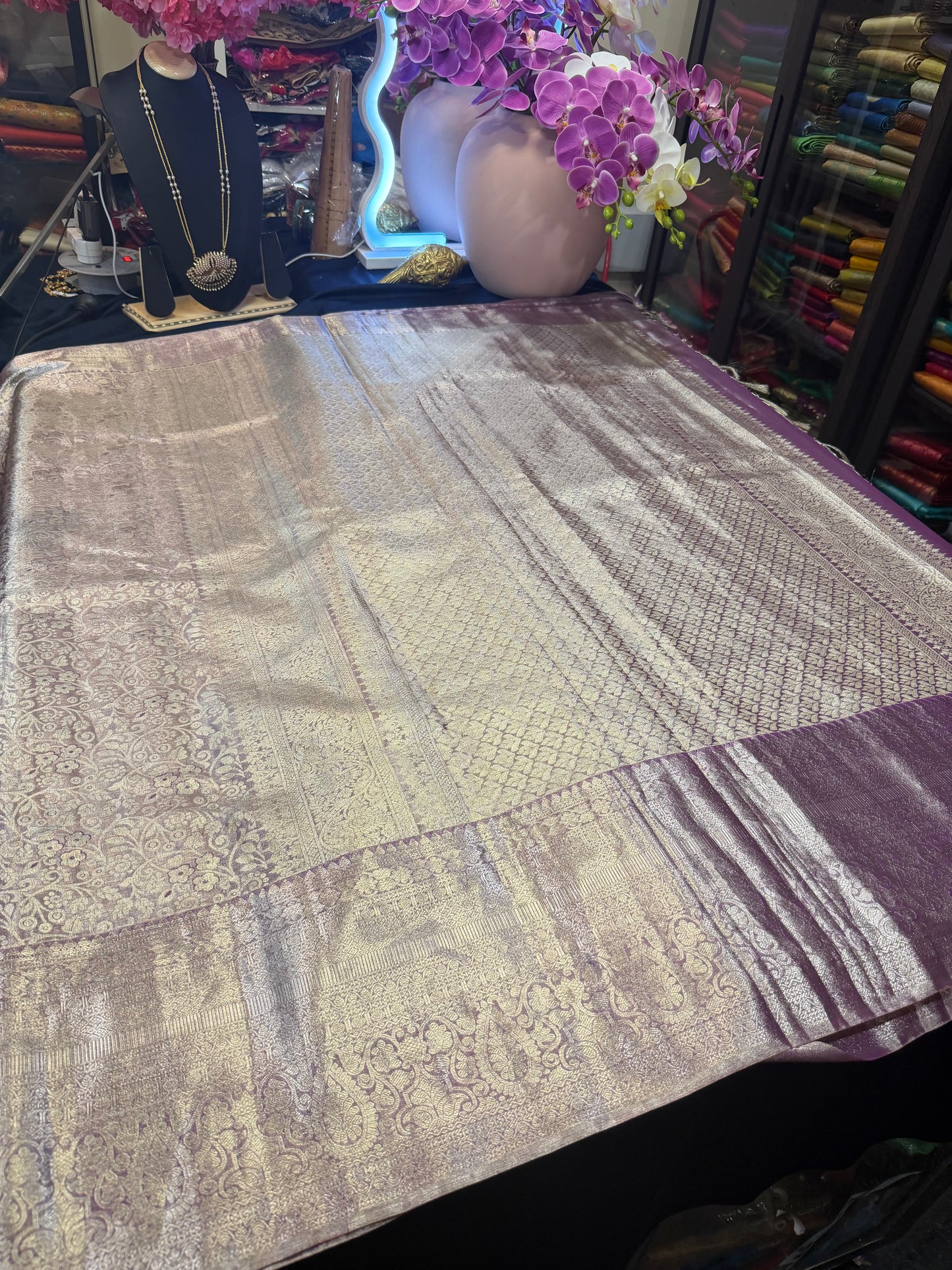 Kanchipuram Pure Silk Saree Bridal Tissue Kanjivaram Sari  SPK203