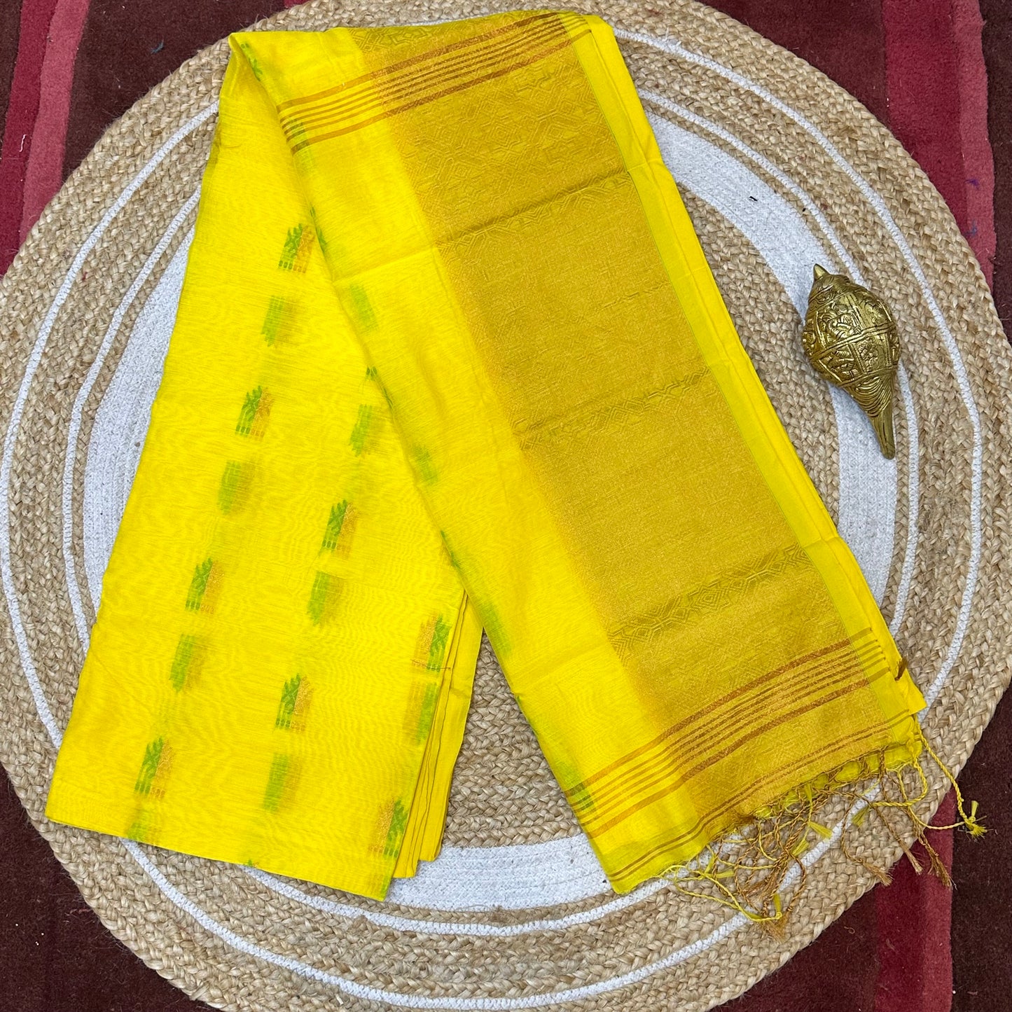 Soft Silk Cotton Sari Indian Saree Yellow S113
