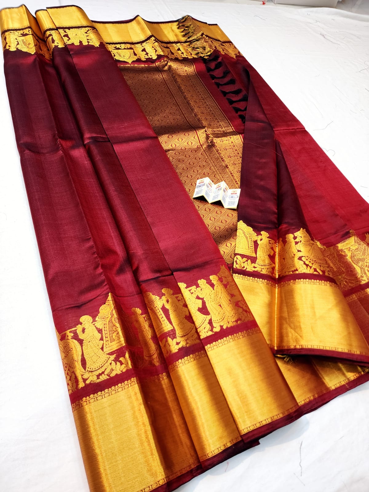 Kanchipuram Pure Silk Saree Maroon Kanjivaram Sari| SPK111