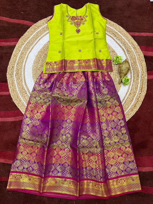 38” kids wear Lehenga Pattu Pavadai Sattai Skirt Top G33