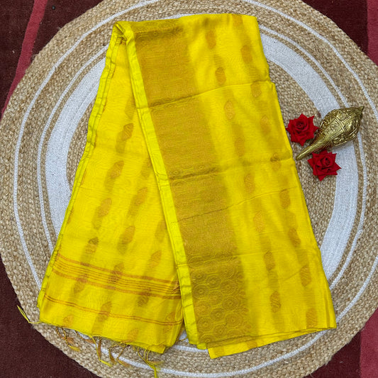 Soft Silk Cotton Sari Indian Saree Yellow S112