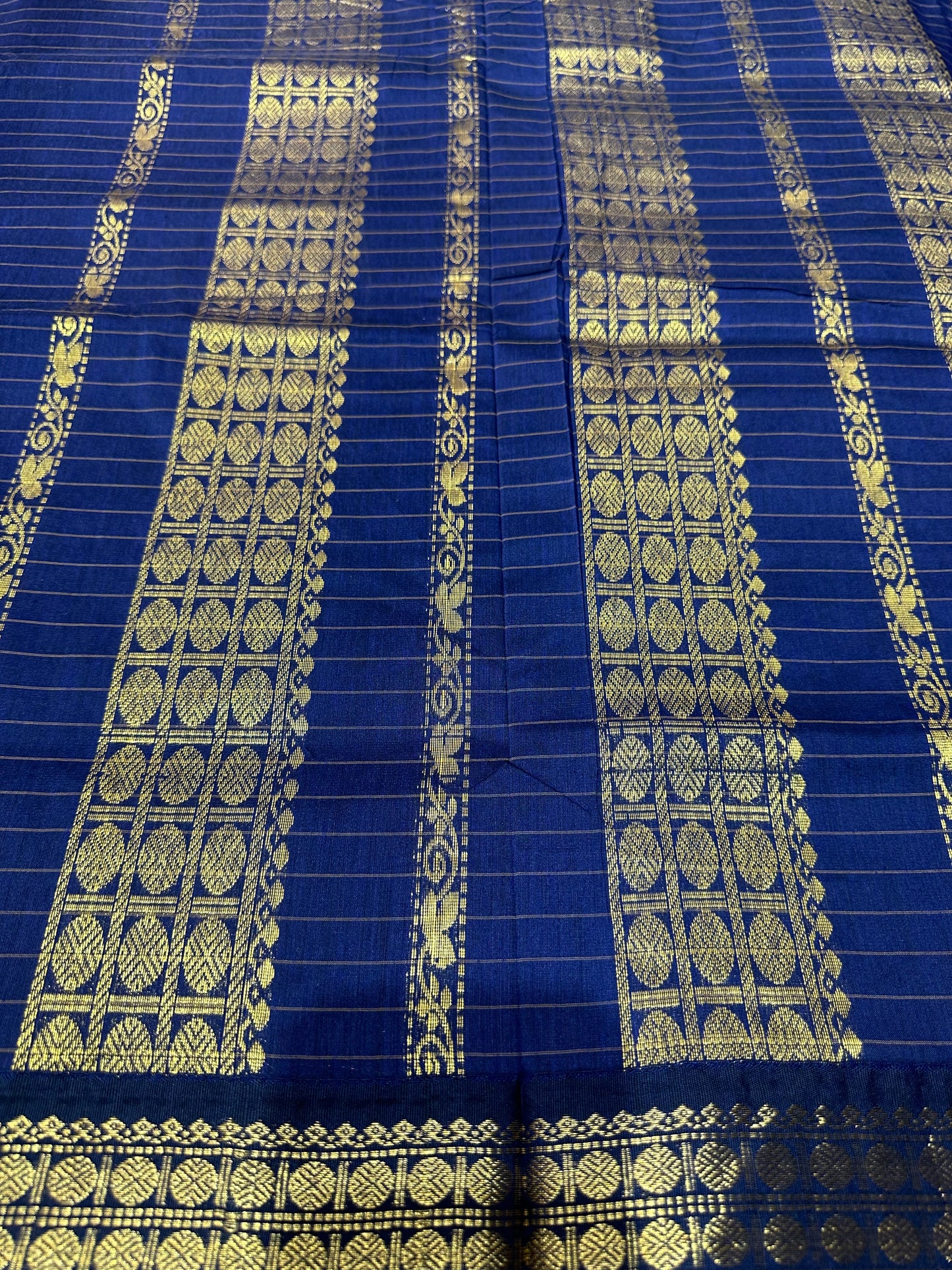 Kalyani Silk Cotton Sari Indian Saree Green & Royal Blue S54