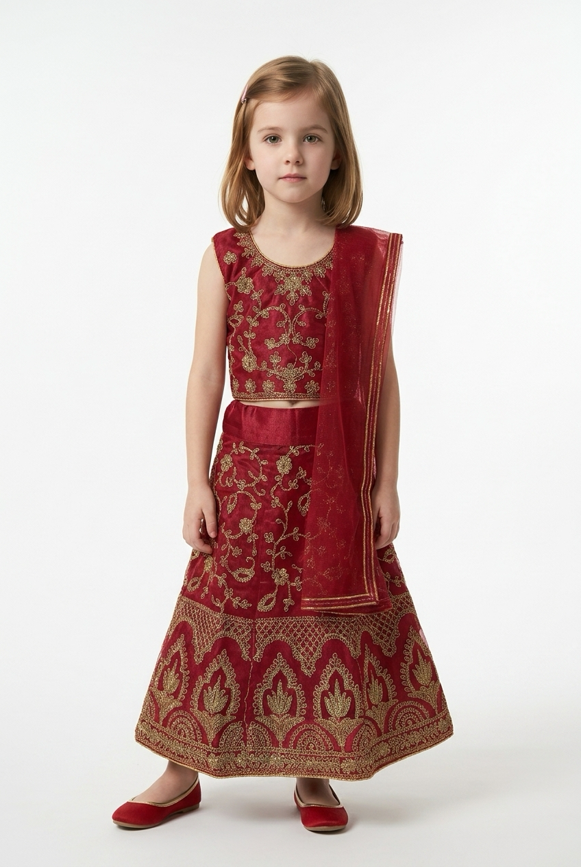 18” Size Age 1 Red Indian Lehenga Pavadai Sattai Skirt Top G72 Col 4