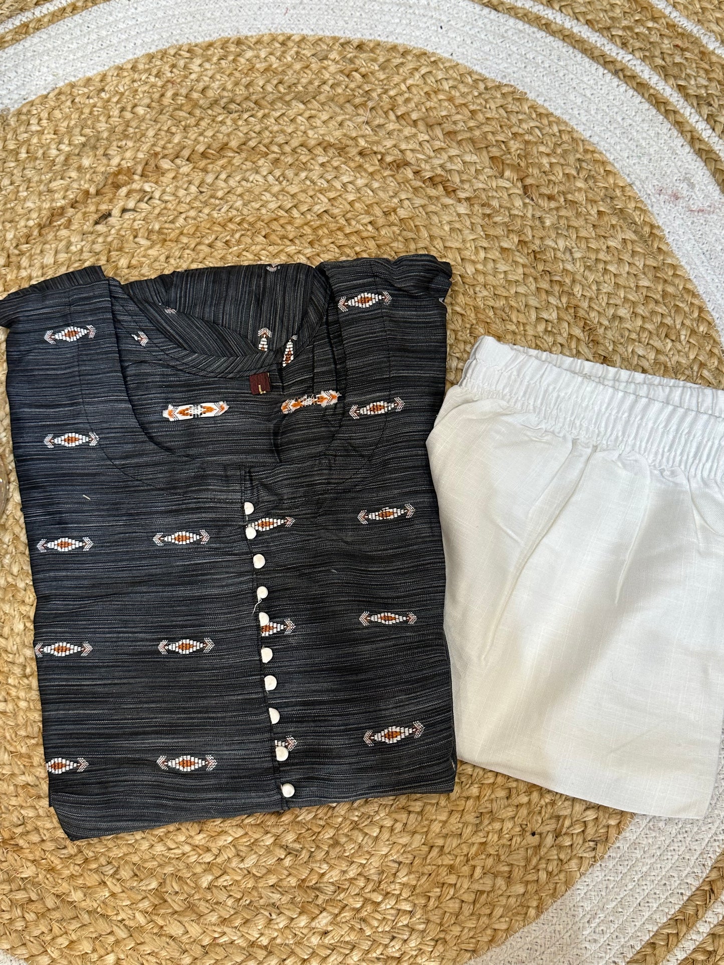 40” L size 10 Anarkali style Long Kurti with Pants Grey SS05