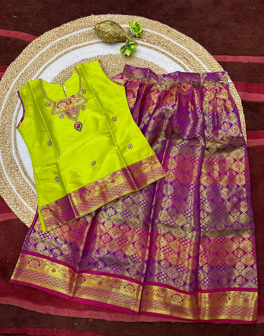 38” kids wear Lehenga Pattu Pavadai Sattai Skirt Top G33