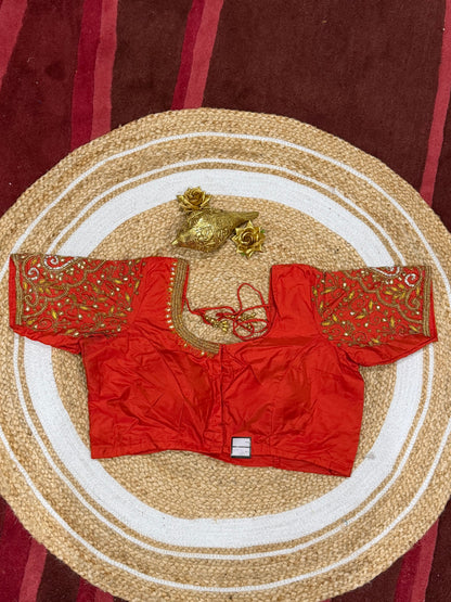 42” XL Size 12 size Aari Worked Sari Blouse Indian Saree Top Red B163