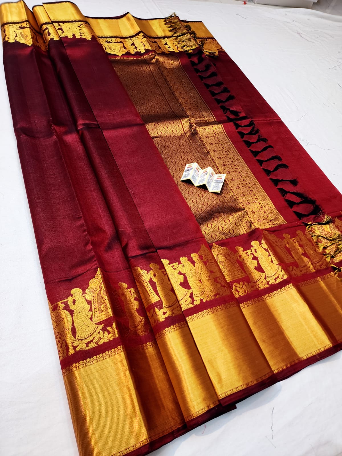 Kanchipuram Pure Silk Saree Maroon Kanjivaram Sari| SPK111
