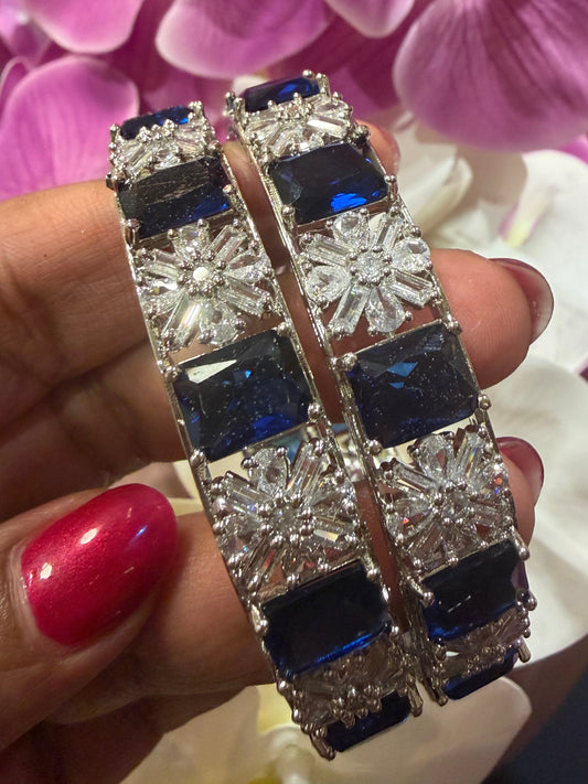 Indian American Diamond Bangles Blue white Stones Bracelets B10