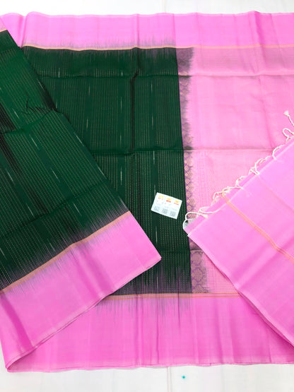 Kanchipuram Pattu Soft Silk Indian Saree Pure Silk Sari Green SS32