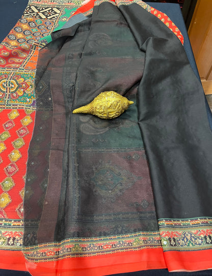 Multi coloured Mirror Worked Masakali Sari Indian Fancy Saree C3