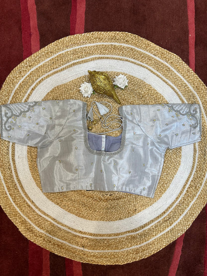 50” Size 20 Aari hand Worked Sari Blouse Indian Saree Top Choli Silk B47